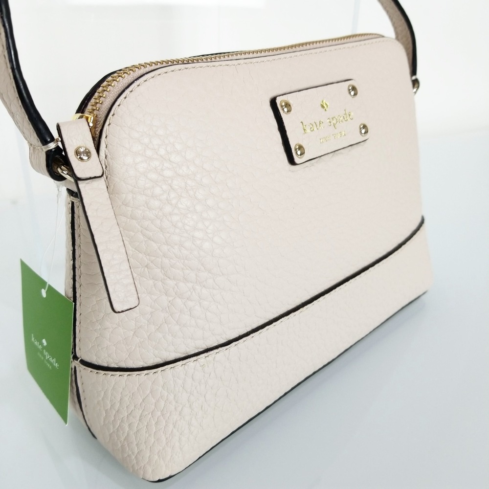 Kate Spade Bay Street Hanna Pebbled Leather Gold Plated Hardware Crossbody Ivory